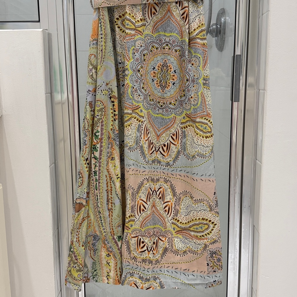 Zara Printed Belted Shirt Paisley sleeveless 100% cotton size large - Picture 11 of 11